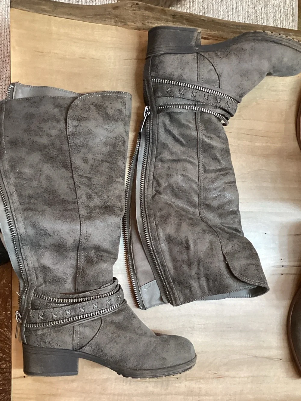 Kohl's Gray Over-the-Knee Buckle Zip Boots